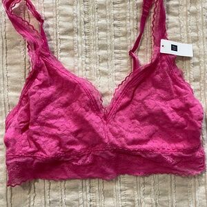 Gap Body NWT hot Pink Supersoft Lace Pullover Bralette Bra Small